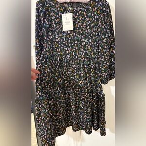 Bershka Floral Black Dress